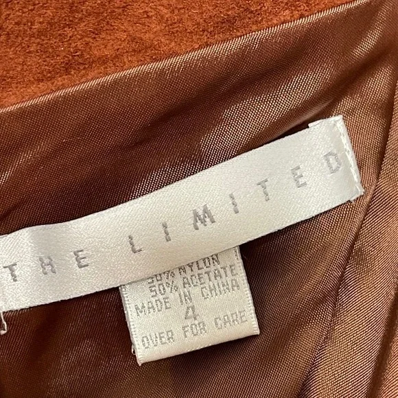 Vintage The‎ Limited Leather Mini Skirt Womens 4 26 Brown Suede Pencil Y2K 2000s - Picture 5 of 10